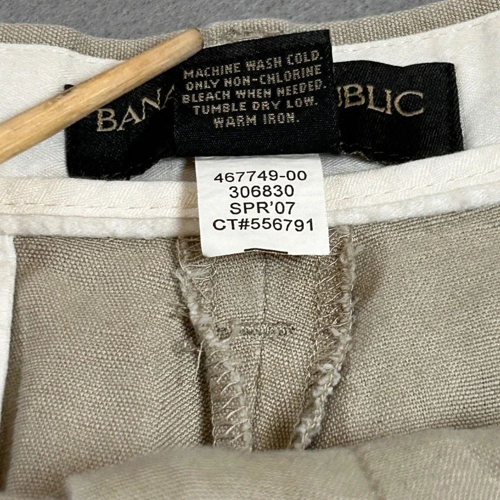 Banana Republic Mens Khaki Tan Linen Cotton Blend Straight Leg Pants 35x34 SPR07